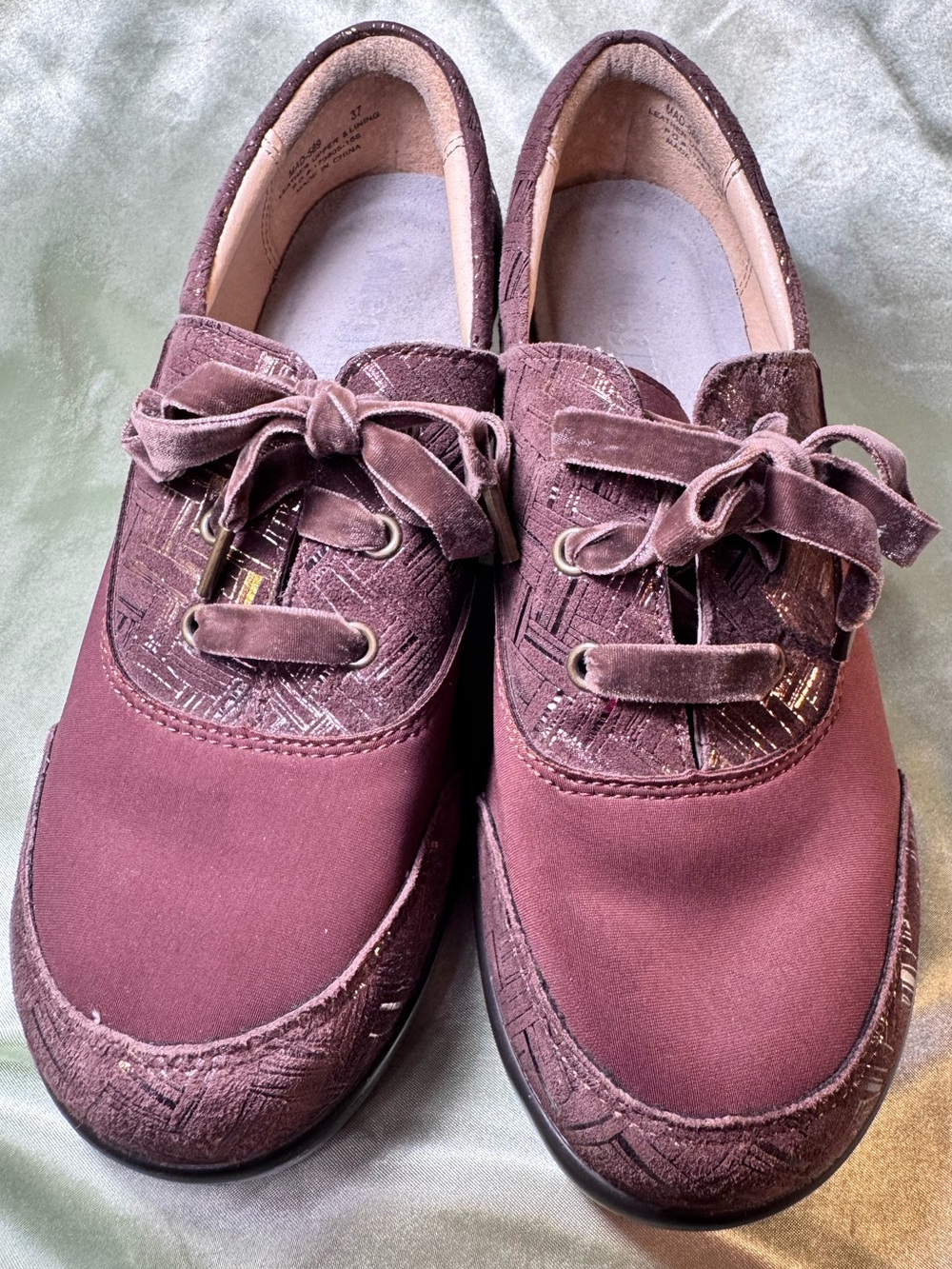 Alegria Burgundy Brown Metallic Comfort Lace-Up Mary Jane Heels size 37 Women’s - Picture 4 of 9